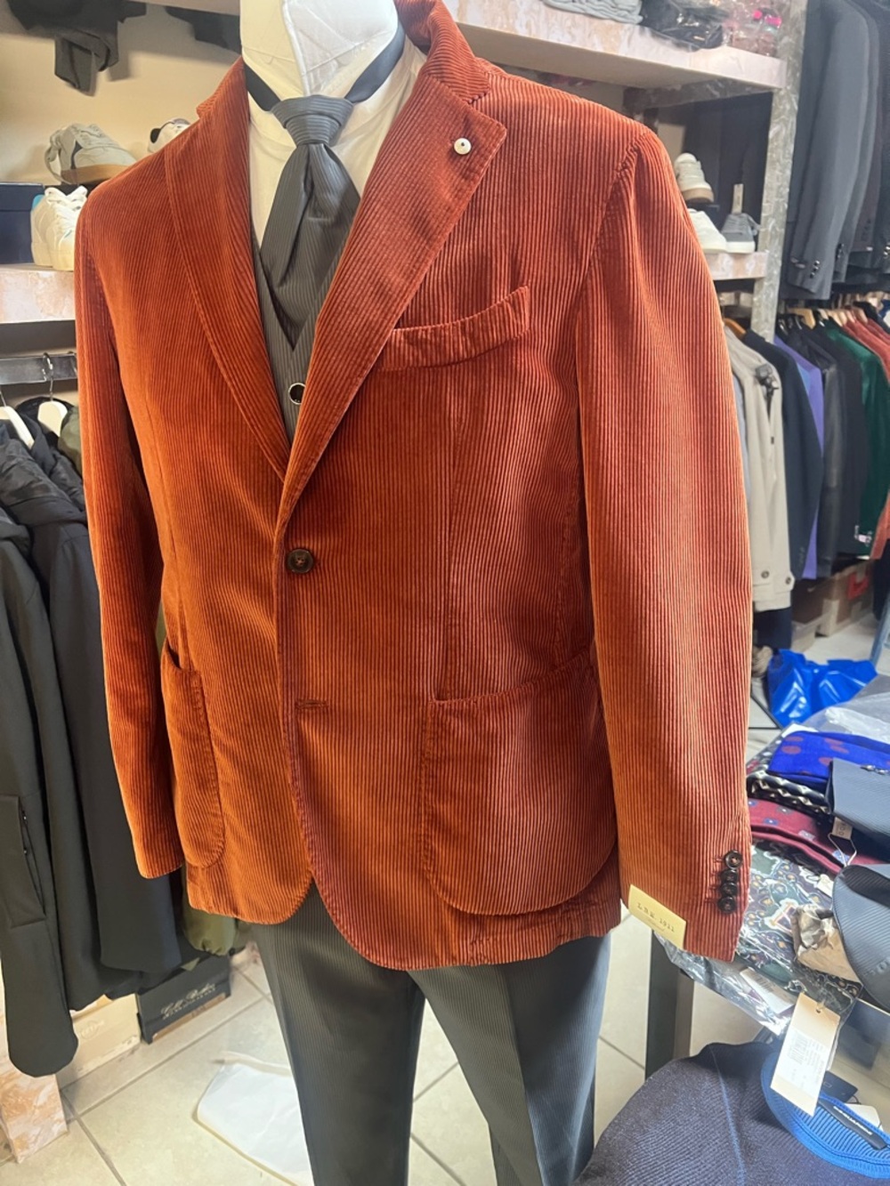 L.B.M. 1911 NWT Cotton Sport Coat Size IT50 burnt orange corduroy